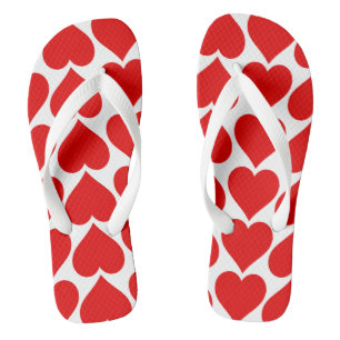 Rotes Herzen Muster, Romantisch, Liebe Badesandalen