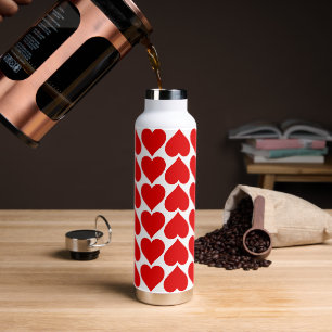 Rotes Herzen Muster, Romantisch, Liebe Trinkflasche