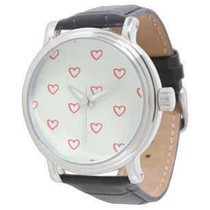 Rotes Herzen Muster, Süß, Liebe Armbanduhr