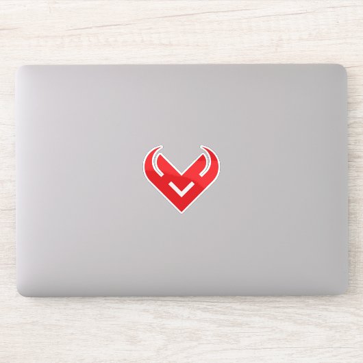 Rotes Herzförmiges Minimalistisches V-Brief Aufkleber (Computer)