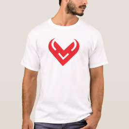 Rotes Herzförmiges Minimalistisches V-Brief T-Shirt