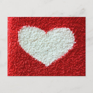 Rotes Herzgewebe Save the Date Postcard Strick Plü Ankündigungspostkarte