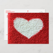 Rotes Herzgewebe Save the Date Postcard Strick Plü Ankündigungspostkarte (Vorne/Hinten)