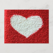 Rotes Herzgewebe Save the Date Postcard Strick Plü Ankündigungspostkarte (Vorderseite)