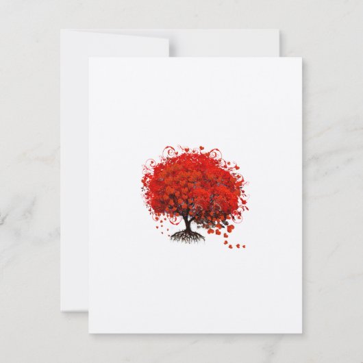 Rotes Herzleder Tree Transfer auf gefaltete Zeltka RSVP Karte (Rückseite)