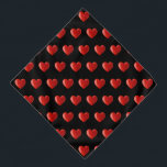 Rotes Herzmuster auf schwarz Halstuch<br><div class="desc">Rotes Herzmuster auf schwarz</div>