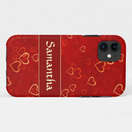 rotes Herzmuster Case-Mate iPhone Hülle (Rückseite (Horizontal))