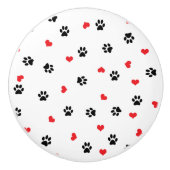 Rotes Herzmuster der niedlichen süßen klaren Keramikknauf (Vorderseite)