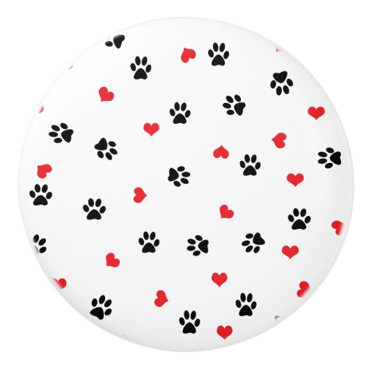 Rotes Herzmuster der niedlichen süßen klaren Keramikknauf (Vorderseite)