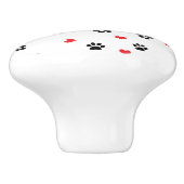 Rotes Herzmuster der niedlichen süßen klaren Keramikknauf (Seitenansicht)