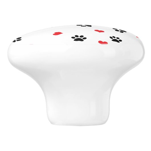 Rotes Herzmuster der niedlichen süßen klaren Keramikknauf (Seitenansicht)