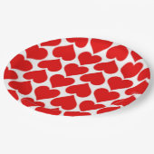 ROTES HERZPATTER PAPPTELLER (Schrägansicht)