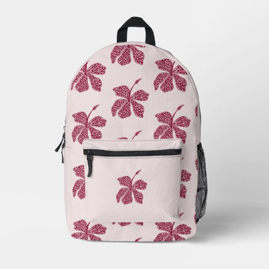 Rotes Hibiskus-Blumenmuster Bedruckter Rucksack (Vorderseite)
