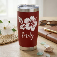 Rotes Hibiskus-Tropisches Schriftname-Design