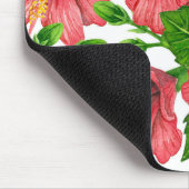 Rotes Hibiskus-Wasserfarbenmuster Mousepad (Ecke)