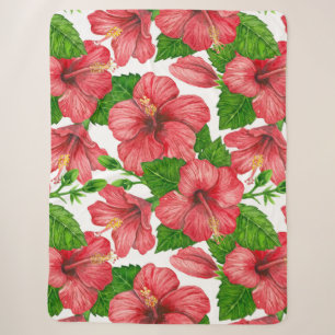 Rotes Hibiskus-Wasserfarbenmuster Sherpadecke