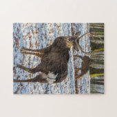 Rotes Hirsch im Schnee Puzzle (Horizontal)