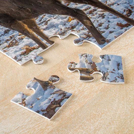 Rotes Hirsch im Schnee Puzzle (Seite)