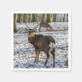 Rotes Hirsch im Schnee Serviette (Vorderseite)