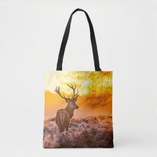 Rotes Hirsch in der Morgensonne. Hirsche, Tiere, w Tasche