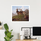 Rotes Hirsch in einer Hochlandlandschaft, 1872 (Öl Poster (Heimbüro)