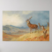 Rotes Hirsch in einer Hochlandschaft, Kunst Poster (Vorne)
