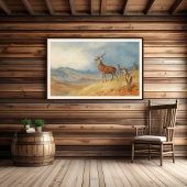 Rotes Hirsch in einer Hochlandschaft, Kunst Poster