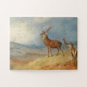 Rotes Hirsch in einer Hochlandschaft, Kunst Puzzle (Horizontal)