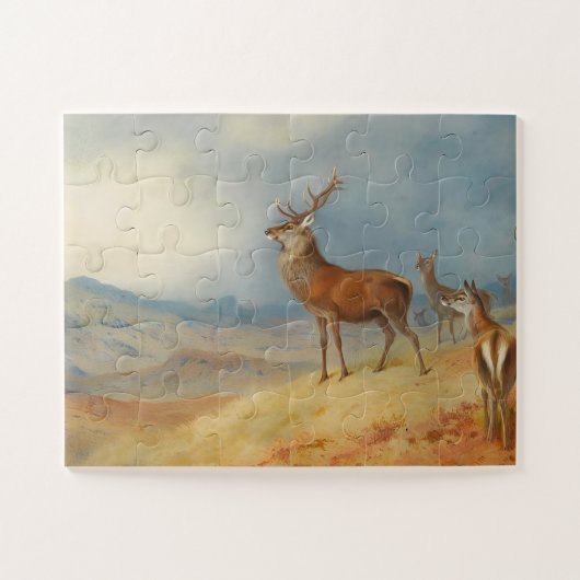 Rotes Hirsch in einer Hochlandschaft, Kunst Puzzle (Horizontal)