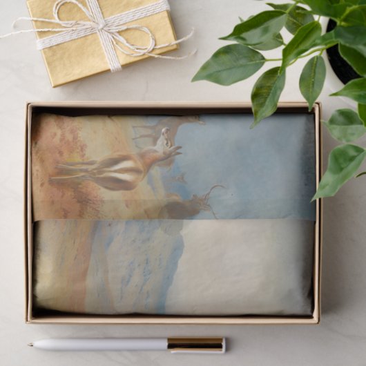 Rotes Hirsch in einer Hochlandschaft, Kunst Seidenpapier (Geschenk)