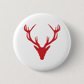 Rotes Hirsch-Kopf-Weihnachten oder Hirsch-Party Button (Vorderseite)