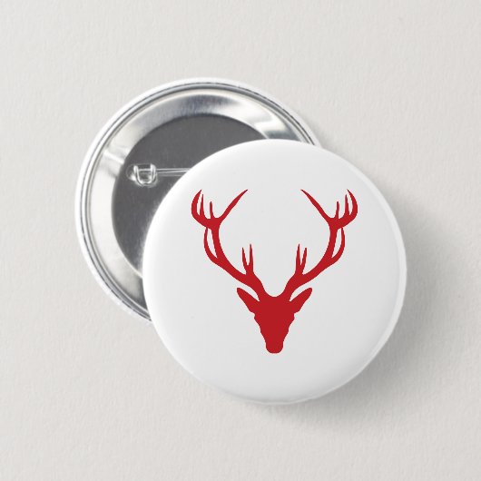 Rotes Hirsch-Kopf-Weihnachten oder Hirsch-Party Button (Vorne & Hinten)