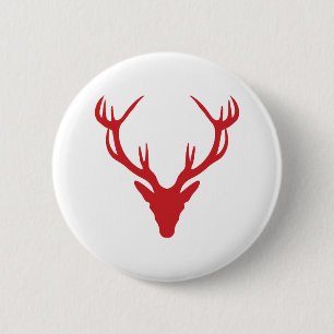Rotes Hirsch-Kopf-Weihnachten oder Hirsch-Party Button