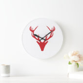 Rotes Hirsch-Kopf-Weihnachten oder Hirsch-Party Große Wanduhr (Zuhause)
