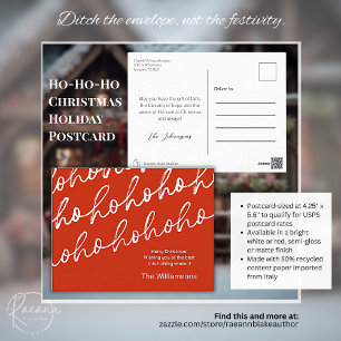 Rotes Ho-Ho-Ho Weihnachts-Feiertags-Postkarte Feiertagspostkarte