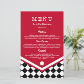 Rotes Hochzeitmenü mit schwarz-kariertem Muster (Stehend Vorderseite)