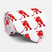 Rotes Hockey-Spieler-Logo Krawatte (Gerollt)