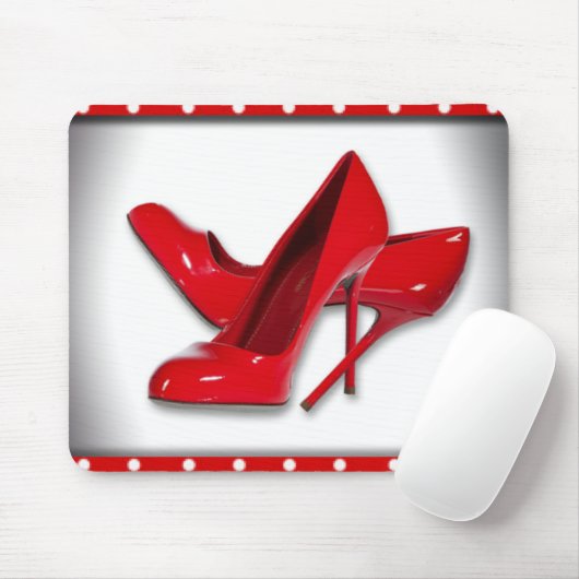 Rotes hohes Heels-Polka-Punkt-Muster Mousepad (Mit Mouse)