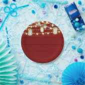 Rotes Holz und Streichellichter Land Rustikale Süß Pappteller (Party)