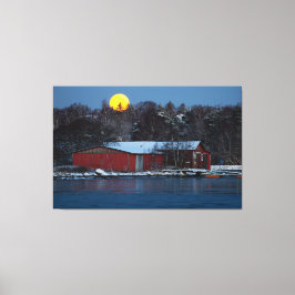 Rotes Holzboathotel in Helsinki, Finnland Leinwanddruck