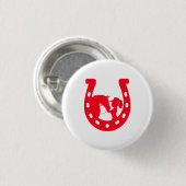 Rotes Horseshoe Mädchen und Pferde Button (Vorne & Hinten)