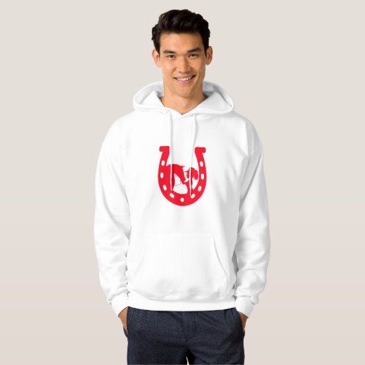 Rotes Horseshoe Mädchen und Pferde Hoodie (Vorne ganz)