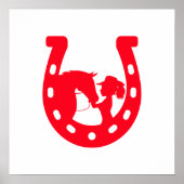Rotes Horseshoe Mädchen und Pferde Poster (Vorne)