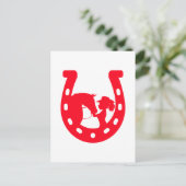 Rotes Horseshoe Mädchen und Pferde Postkarte (Stehend Vorderseite)