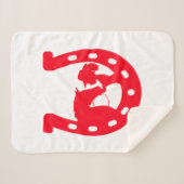 Rotes Horseshoe Mädchen und Pferde Sherpadecke (Vorderseite (Horizontal))