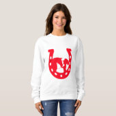 Rotes Horseshoe Mädchen und Pferde Sweatshirt (Vorne ganz)