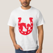 Rotes Horseshoe Mädchen und Pferde T-Shirt (Vorderseite)