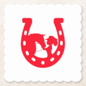 Rotes Horseshoe Mädchen und Pferde Untersetzer (Vorderseite)