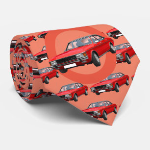 Rotes Hotrod 1970er-Automotivmuster Krawatte