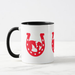 Rotes Hufeisen Mädchen und Pferd Tasse